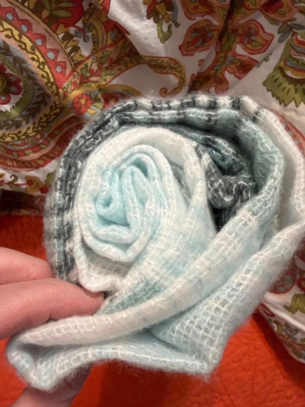 Cozy Throw Blanket in Light Blue and Gray - Soft Woven Blanket Throw